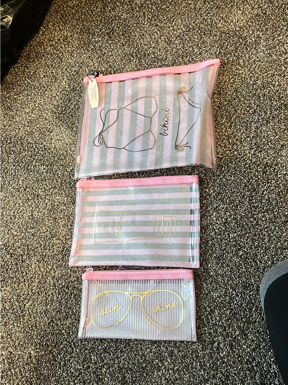 NWT Victoria's Secret Pink and Clear Beach Bag Organizers
